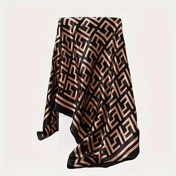 NWT - Geometric Print Scarf Black & Gold (SKU 0244) - Picture 5 of 7